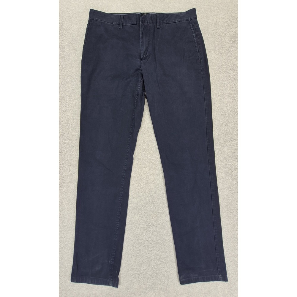 Banana Republic Fulton Slim Chino Pants Mens 33x34 Navy Blue Stretch Cotton